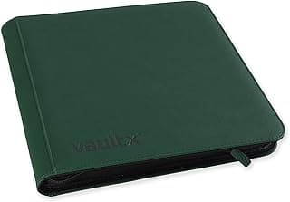 Vault X Premium Exo-Tec Zip Binder 12 Pocket, 20 Double-Sided Pages for 480 Side-Loading Slots for Board, Collectible or Trading Card Game Protective Folder Album (Green) image