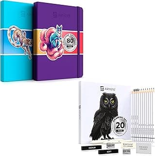 ARTISTO Premium Hardcover Sketchbooks 8.5x11 & Sketching Art Set (20 Items) Bundle image