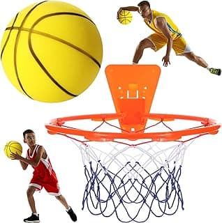 Silent Basketball and Hoop Set Soft Foam Indoor Basketball No Noise for Indoor Dribbling and Shooting Practice Ideal for Teens Adults
