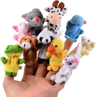 Acekid 10pcs Soft Plush Animal Finger Puppets Set Baby Story Time Velvet Animal Style for Toddlers image