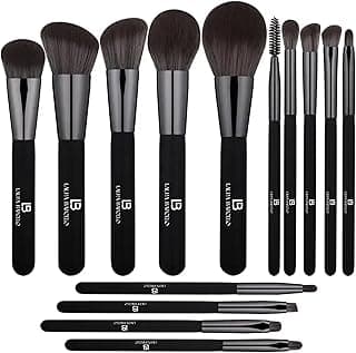 LB Makeup Brush Set – Complete 14-Pcs Eye Shadow Makeup Brush Includes Flat Brushes, Angled Brush, Eyelash Brush – Ultra Soft Synthetic Bristles Make Up Brushes for Professional, Home Use