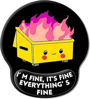 Upgrade Mouse Pad with Wrist Rest, Dumpster on Fire Ergonomic Gaming Gel Mouse Pad with Wrist Support, Cute Computer Mousepad for Desk Home Office Laptop, Pain Relief, Non-Slip PU Base image