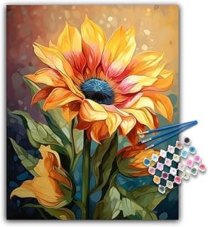 Offito Paint by Numbers Kit for Adults Beginners, Sunflower Acrylic Adult Paint by Number Kits on Canvas, Sunflower Digital Oil Number Painting Kits for Home Decor Gift 16"x20" image