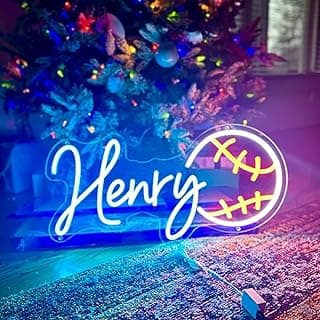 Custom Name Ball Neon Sign, Personalized Name Neon Signs Add Football Baseball Basketball Pattern Sports Led Lights for Boys Girl Bedroom Decor Birthday Party Gift for Kids and Nursery Decor