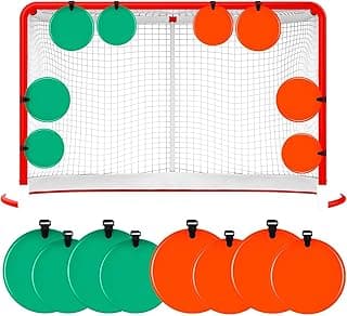 8 Pcs Hockey Shooting Targets Agility Shooting Goal Target Discs with Straps Reactive Hockey Training Equipment for Lacrosse Soccer Baseball Practice Improving Accuracy, Orange, Green image