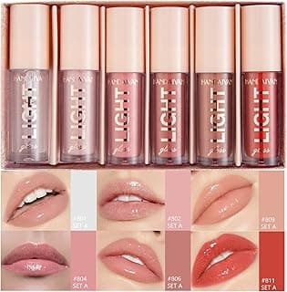 6PCS Lip Oil Light Lipgloss Set, Moisturizing Hydrating Lip Glow Oil Lip Gloss Kit High Shine Lip Plumping Glass Finish Liquid Lipstick for Women (Set A) image