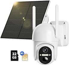 Ebitcam 4G LTE Cellular Security Camera Includes SD&SIM Card(Verizon/AT&T/T-Mobile), 2K Solar Outdoor Cam Wireless Without WiFi Needed, 360° Live View, Color Night Vision, Motion&Siren Alert, Playback image