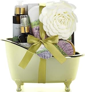 Spa Gift Baskets For Women - Luxury Bath Set With Lavender & Tea Tree Oil - Spa Kit Includes Body Wash, Bubble Bath, Lotion, Bath Salts, Body Scrub, Body Spray, Shower Puff, and Towel image
