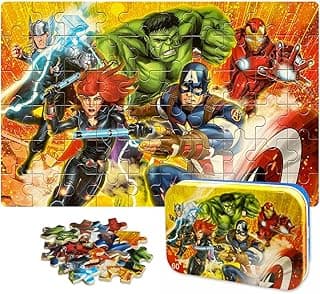 Jigsaw Puzzles 60 Pieces Puzzles for Kids Ages 4-8 Learning Educational Toy Puzzles for Children Girls and Boys Packed in Tin Box (SN-B6Q2-ZJK6)