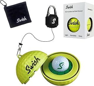Swish Portable Golf Ball Cleaner – Clip-On Golf Accessory for Bag or Cart – Perfect Golf Gift