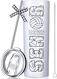 Volleyball 2025 Senior Night Gift Tumbler Cup 20 oz Sports Water Bottles Stainless Steel Insulated Travel Mug and Lid with Ribbon for 2025 Senior Night Women Men Team Coach Player image