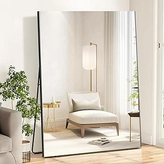 Full Length Mirror with Stand, 63"x43" Super Lightweight Glassless Home Full Floor Mirror, Oversized 0.04mm Nano-Film Gym Mirror, Black image