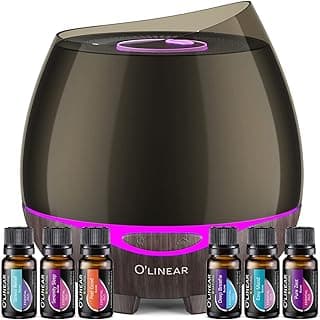 Aromatherapy Essential Oil Diffuser 300ml with 6 Oils Blend Included - Ultrasonic Oil Diffuser for Large Room Office House Bedroom - Air Diffuser Humidifier Auto Shut-Off - 14 Ambient Light Diffuser image