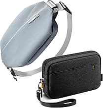 Inateck Bundle Set- Small Electronics Organizer Travel Case & Sling Bag Gray Blue 4L