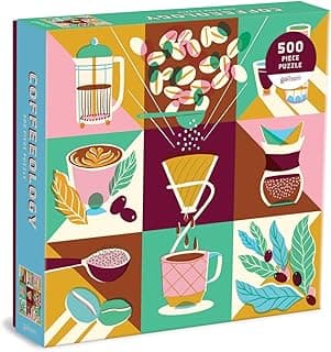 Galison Coffeeology Puzzle, 500 Pieces, 20” x 20” – Coffee Jigsaw Puzzle with Beautiful Illustrations by Marisol Ortega – Thick Sturdy Pieces, Challenging Family Activity, Makes a Great Gift image