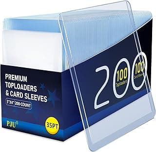 200 Card Sleeves Top Loaders for Cards, Premium Toploaders for Cards, 3"x4" Baseball Card Protectors Hard Plastic, Hard Card Sleeves, Sports Trading Card Holder (100 Toploaders + 100 Penny Sleeves)