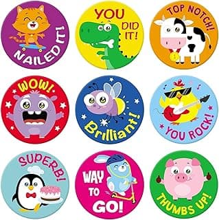 Sweetzer & Orange Reward Stickers for Teachers. 1008 Stickers for Kids in 9 Designs. 1 Inch School Stickers on Sheets. Teacher Supplies for Classroom, Potty Training Stickers, Motivational Stickers image