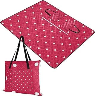 Polka Dot Red Picnic Blankets - Extra Large Waterproof Foldable Portable Picnic Blanket, 80''x118'' Beach Blanket Outdoor Mat for Grass Park, Hiking, Travel image