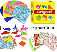 Origami Craft Set for Kids - 400 Paper with Instruction Book of 69 Easy Models in English, Enhances Motor Skills image