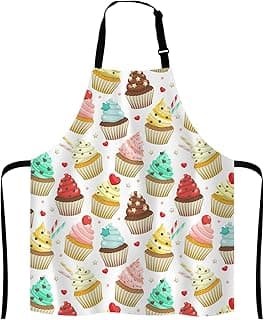 Yummy Colored Cupcakes Adjustable Bib Apron, Cute Cupcake Pattern Apron, Sweet Dessert Cooking Kitchen Apron for Men Women image