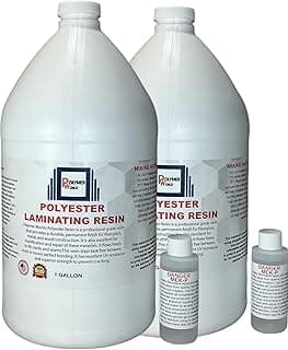 Polymer World- Polyester Resin 2 Gallon Kit with MEKP for Boats, Cars, Surfboard, RV, Pools,Canoes, Jetskis, Watercrafts (1, 2 Gallons)