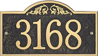 Handcrafted Carving Vintage Address Plaque for Yard Outside House Sign Decorative Personalized House Sign Garden Wall Plaque, 11 x 6 inches (Gold)
