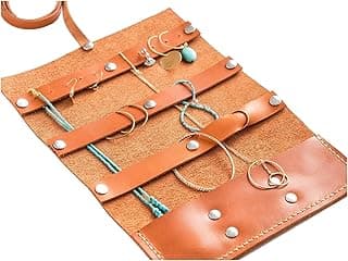Travel Jewelry Organizer, Personalized Leather Jewelry Roll Case, Earring Necklace Holder, Jewellery Pouch, Bridesmaid Gifts for Women image