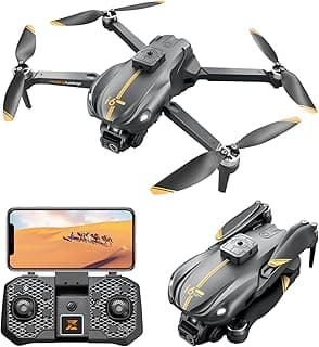 Drone with Camera 1080P HD, FPV Camera Drone for Kids, 150° Adjustable Lens Foldable RC Quadcopter, Brushless Motors, Night Vision, Shock Absorbing, Obstacle Avoidance, One Key Take Off, 3 Batteries (Black) image