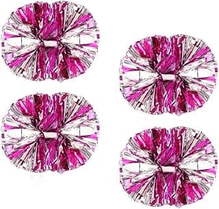 4Pcs Metallic Cheerleading Pom Poms, Creatiee 2 Pair Cheerleader Cheering Squad Pompoms for School Sports Dance Games Team Spirit Cheer image