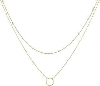 MEVECCO Layered Heart Necklace Pendant Handmade 18k Gold Plated Dainty Gold Choker Arrow Bar Layering Long Necklace for Women