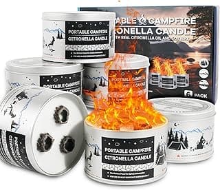 LKDJR 6 Pack Portable Campfire, Up to 18 Hours of Burn Time, Reusable Travel Fire Pit for Camping, Citronella Candle Tabletop Fire Pit Outdoor, Great Patio and Beach Alternative to Real Fire image
