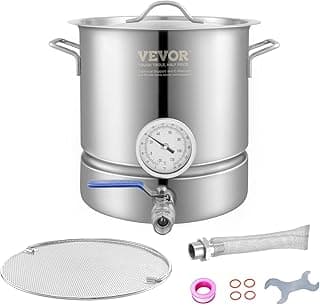 VEVOR Brew Kettle 5 Gal, Brewing Pot Stainless Steel, Brew Kettle Pot for Beer Brewing with Filter&Filter Tray, Tri Ply Bottom image