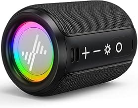 LENRUE Portable Bluetooth Speakers, Wireless Speakers with TWS, IPX5 Waterproof, Colorful Lights, Support Type C and TF Card, Portable for Shower, Travel, Party
