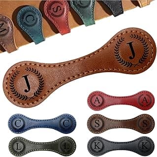 Personalized Magnetic Leather Bookmarks with Initial, 26 Letters Custom Handmade Magnet Book Marks Clips, Gifts for Reading Women, Men, Book Lovers, Kids, Readers Accessories image