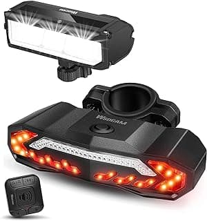WSDCAM Bike Light Set with Bike Horn Alarm, Remote Control Bike Tail Light with Turn Signals and Brake Light Bike Alarm Horn, Bike Headlight for Night Riding, Rechargeable Rear and Front Bike Light image