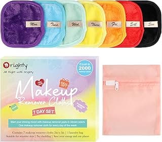 Orighty Makeup Remover Cloths 7-Day Set, Premium & Reusable Makeup Remover Pads, Erase Makeup With Just Water, Makeup Set For Eyes, Lips, Foundation and more, Ideal Choice For Women (Rainbow) image