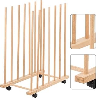 Large Art Storage Rack with Four Caster Wheels - Wooden Canvas Storage Stand Can Well Hold Up to 60" Drawing Boards, Prints, Panels, Paintings, and Artworks Display image