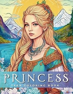 Princess: A Fanciful Coloring Book for Teens or Adults with 50 Unique and Beautiful Princesses (Kaleido Creations) image
