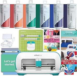 Joy Craft Cutting Machine with Rainbow Smart Vinyl Beginner Bundle - Portable Bluetooth Compatible Die-Cutting Machine Kit for Customized Cards, Small Decor Projects and Decals image