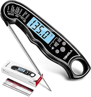 TEMOLA Meat Thermometer, Instant Read Food Thermometer with LCD Backlight Calibration, Waterproof Ultra Fast Digital Cooking Thermometer for Candy Deep Fry Liquids Beef Kitchen Baking Smoker Grill BBQ