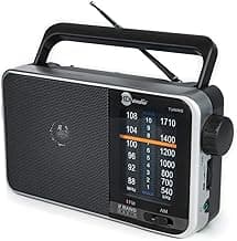 Home Vintage Portable AM/FM Desktop Radio, Battery Operated, Or AC Power, | Headphone Jack | Big Speaker | Large Operated Analog Radio (Silver) image