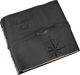 Adventure Photo Album Personalized Photo Album Leather Phto Album Customized Album Scrapbook Wedding Photo Book Handmade Album Anniversary Gifts for Couple (Black) image
