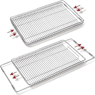 Premium Stainless Steel Extendable Dish Drainer Drying Rack Over the Kitchen Sink, Vegetables & Fruits Rinse Rack, Compact Drainage, Dish Drying Tray Basket, Dish Organizer, Kitchen Strainer Colander image