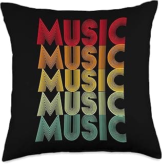 Music Lover Designs by WHC Colorful Retro Music Lover Throw Pillow, 18x18, Multicolor image