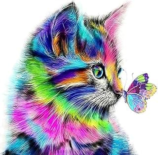 Paint by Numbers for Kids and Adults Beginner, DIY Gift Canvas Painting Kits for Boys and Girls, 16x20 Inch Colorful Cats and Butterflies [Without Frame] image