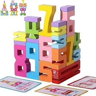 20 Pcs Wooden Number Building Blocks image