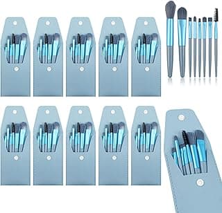 10 Sets Travel Size Makeup Brushes Set Mini Face Make up Brushes Brushes Bag for Makeup Party Favors Wedding Bridal Shower Favors Bridesmaid Gift Bachelorette Party Gift (Light Blue, 10pc)