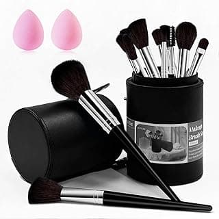 Makeup Brush Set, 14 Pcs Makeup Brushes with 2 Beauty Blenders, Travel Makeup Brush Set for Foundation, Concealer, Blush and Eyeshadow Brush(Black) image