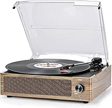 Vinyl Record Player with Speaker Vintage Turntable for Vinyl Records Belt-Driven Turntable Support 3-Speed Wireless Playback Headphone AUX RCA Line LP Vinyl Players for Sound Enjoyment Retro Wood Cyan image