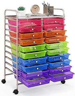 RELAX4LIFE 20 Drawer Rolling Storage Cart, Mobile Rolling Cart w/Drawers for School Classroom Teacher Office Home Salon, Paper File Art Supply Craft Organizer, Utility Cart on Wheels (Color)